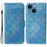 For iPhone 14 Plus PU Leather Dazzling Flower Pattern Case Folio Flip Anti-shock Phone Protector with Stand Wallet - Blue - 1