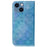 For iPhone 14 Plus PU Leather Dazzling Flower Pattern Case Folio Flip Anti-shock Phone Protector with Stand Wallet - Blue - 6