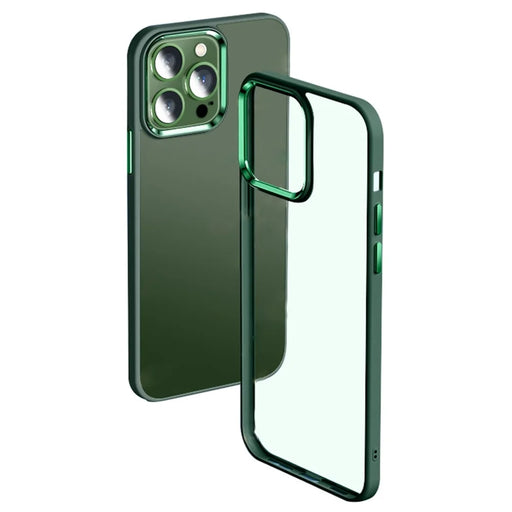 YOOBAO Slim Phone Case for iPhone 13 Pro 6.1 inch  Protective Cover Silicone+Acrylic Anti-Fall Phone Shell with Metal Lens Frame - Green - 1