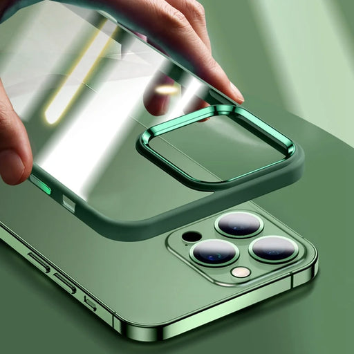 YOOBAO Slim Phone Case for iPhone 13 Pro 6.1 inch  Protective Cover Silicone+Acrylic Anti-Fall Phone Shell with Metal Lens Frame - Green - 2