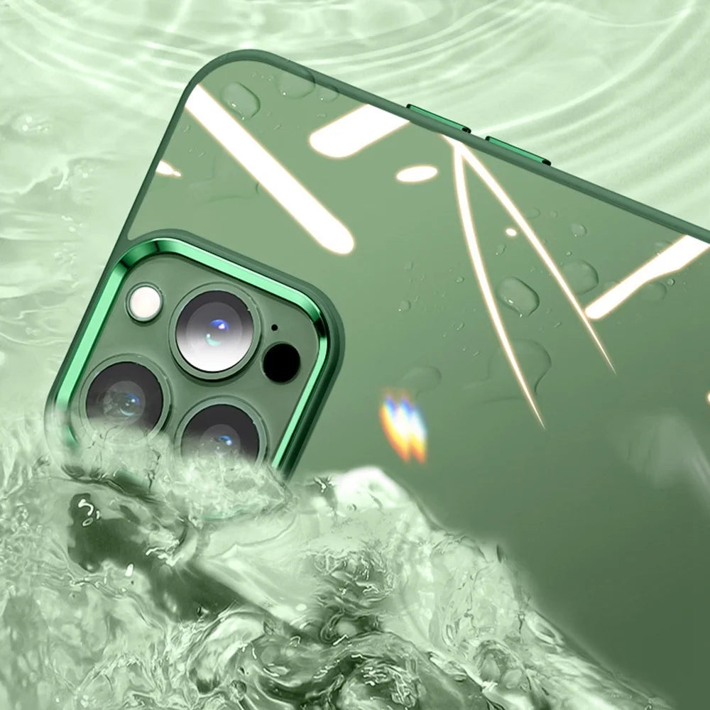 YOOBAO Slim Phone Case for iPhone 13 Pro 6.1 inch  Protective Cover Silicone+Acrylic Anti-Fall Phone Shell with Metal Lens Frame - Green - 3
