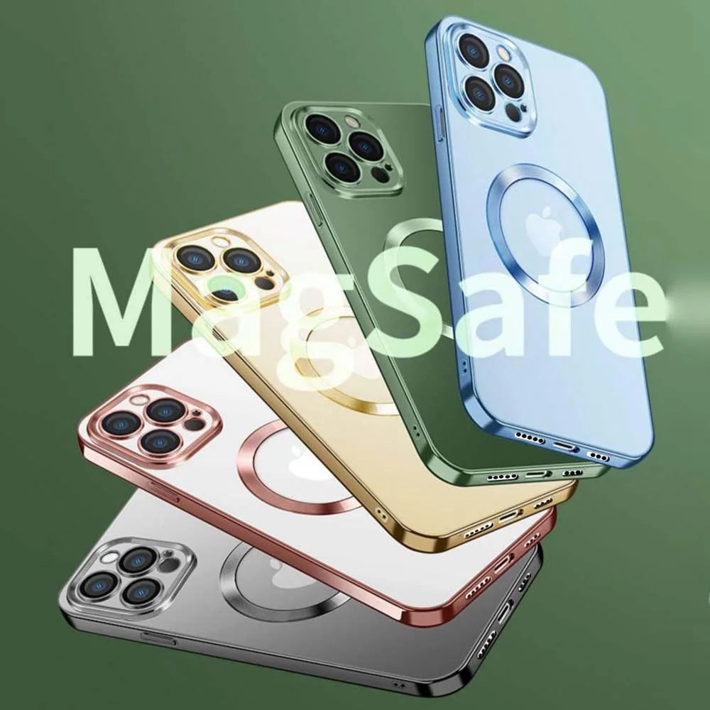 YOOBAO Mobile Phone Case for iPhone 13 Pro Max 6.7 inch, Camera Protection Frame Shockproof Clear Silicone Phone Cover Support Wireless Magnetic Charge - Gold - 7