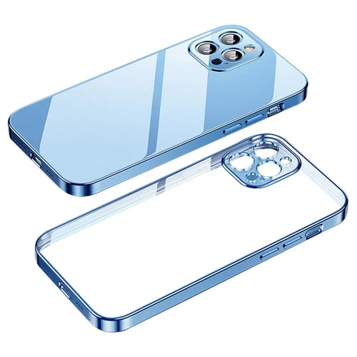YOOBAO For iPhone 13 Pro Max 6.7 inch Electroplating Straight Edge Phone Case Silicone Drop-proof Back Cover - Navy Blue - 1