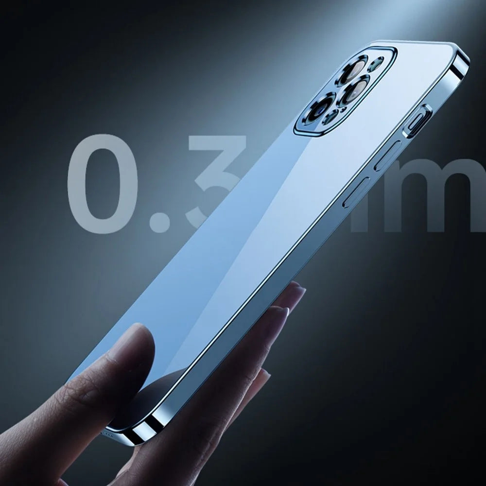 YOOBAO For iPhone 13 Pro Max 6.7 inch Electroplating Straight Edge Phone Case Silicone Drop-proof Back Cover - Navy Blue - 5