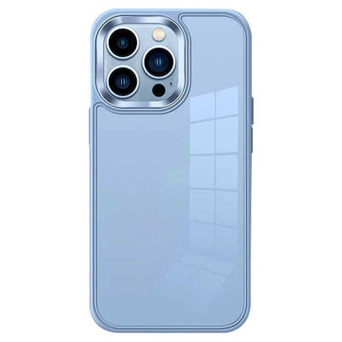 YOOBAO For iPhone 13 Pro Max 6.7 inch Acrylic + TPU Drop-proof Phone Case Transparent Cover with Metal Camera Lens Frame - Baby Blue - 1