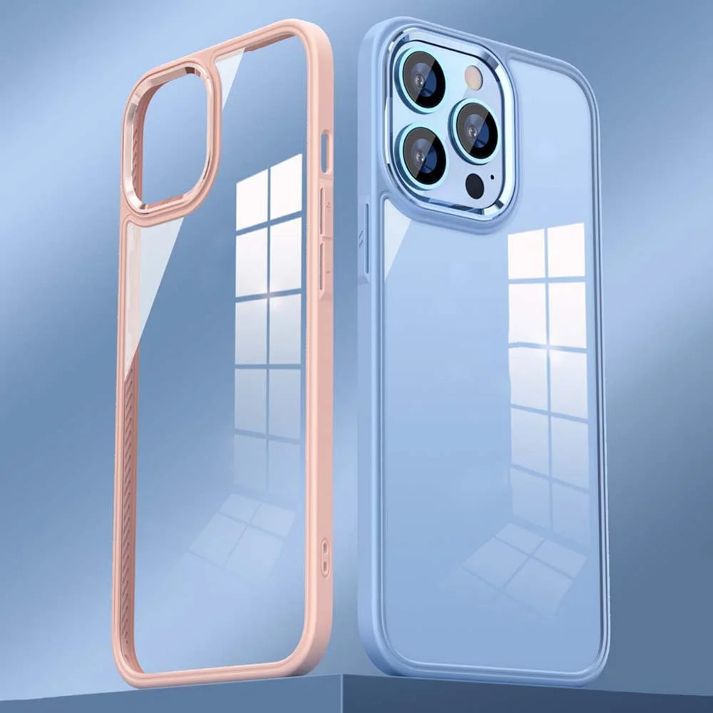 YOOBAO For iPhone 13 Pro Max 6.7 inch Acrylic + TPU Drop-proof Phone Case Transparent Cover with Metal Camera Lens Frame - Baby Blue - 2