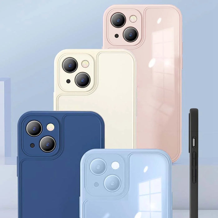 YOOBAO Ultra-Thin Phone Case for iPhone 12 6.1 inch Protective Cover Silicone+Acrylic Anti-Fall Slim Case - Transparent Sapphire - 7