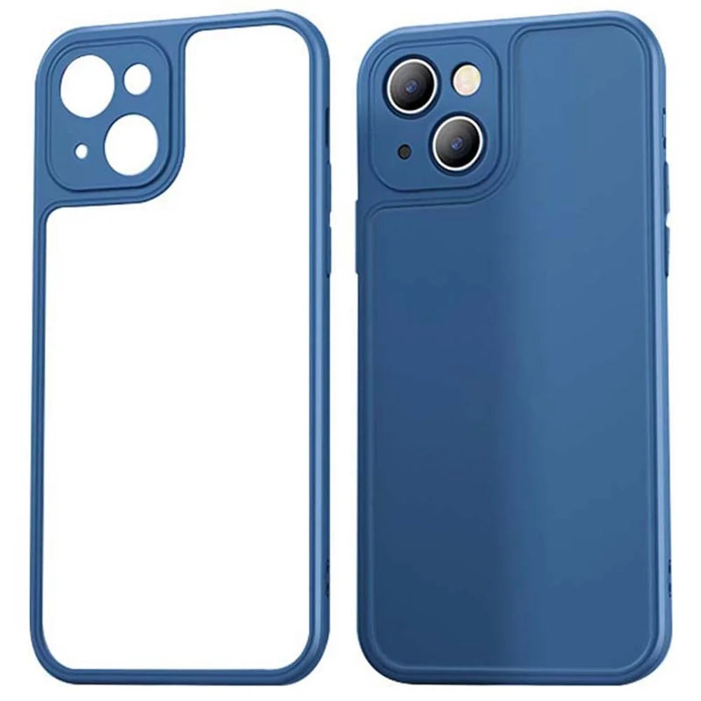 YOOBAO Protective Case for iPhone 13 6.1 inch Ultra-Thin Phone Cover Silicone+Acrylic Anti-Fall Slim Case - Matte Sapphire - 1