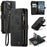 CASEME C30 Series for iPhone 14 Pro 6.1 inch Zipper Pocket Wallet Phone Case PU Leather Stand Multiple Card Slots Cover with Strap - Black - 1
