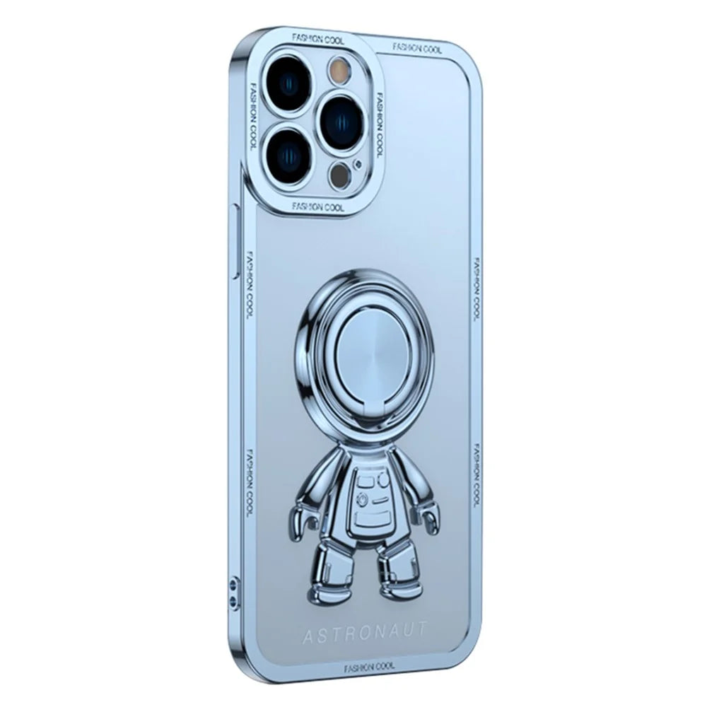 YOOBAO TPU Phone Case For iPhone 13 Pro 6.1 inch Spaceman Design Electroplating Anti-wear Protective Back Cover Kickstand - Blue - 1
