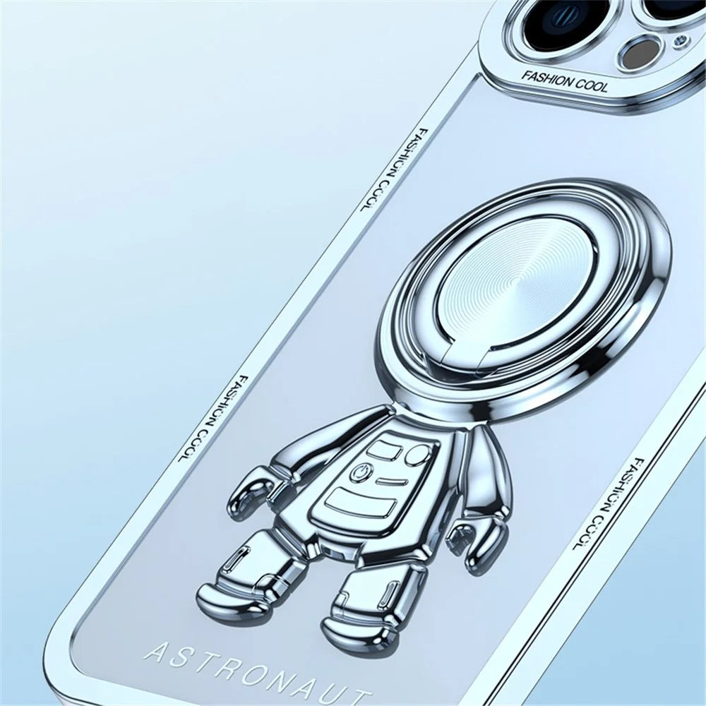 YOOBAO TPU Phone Case For iPhone 13 Pro 6.1 inch Spaceman Design Electroplating Anti-wear Protective Back Cover Kickstand - Blue - 7