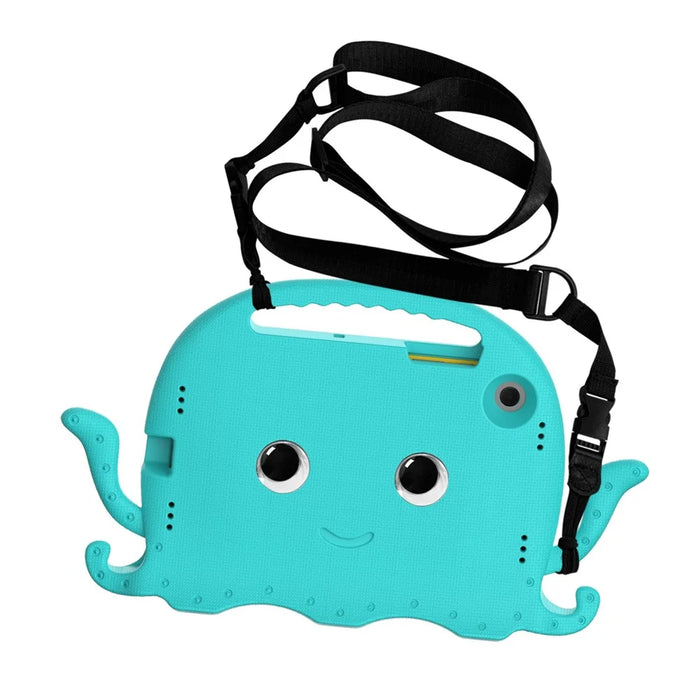 For Samsung Galaxy Tab A8 10.5 (2021) / (2022) EVA Protective Case Cartoon Octopus Anti-Drop Anti-Wear Cover Tablet Case with Shoulder Strap - Baby Blue - 2