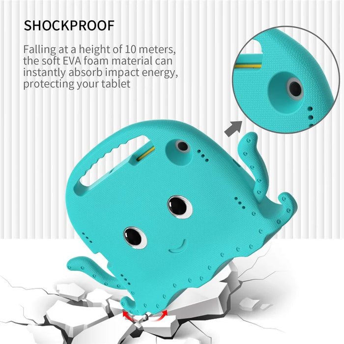 For Samsung Galaxy Tab A8 10.5 (2021) / (2022) EVA Protective Case Cartoon Octopus Anti-Drop Anti-Wear Cover Tablet Case with Shoulder Strap - Baby Blue - 4