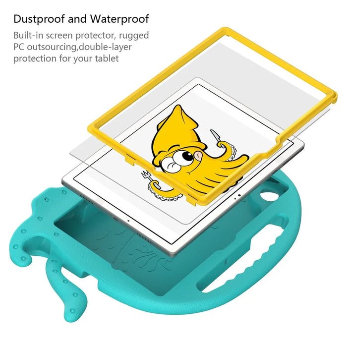 For Samsung Galaxy Tab A8 10.5 (2021) / (2022) EVA Protective Case Cartoon Octopus Anti-Drop Anti-Wear Cover Tablet Case with Shoulder Strap - Baby Blue - 7