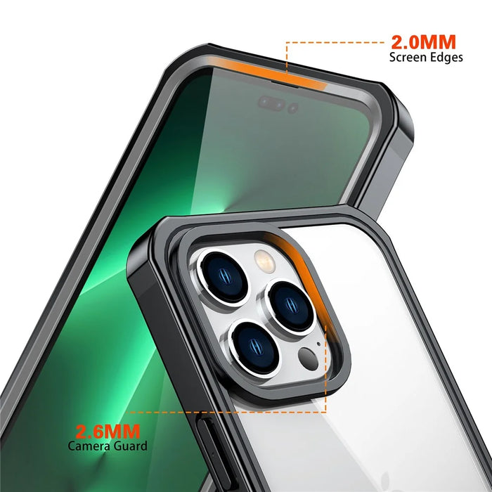 For iPhone 14 Pro 6.1 inch Shockproof Phone Case Full Coverage Hard PC + Soft TPU Hybrid Cover with Tempered Glass Screen Protector - 4
