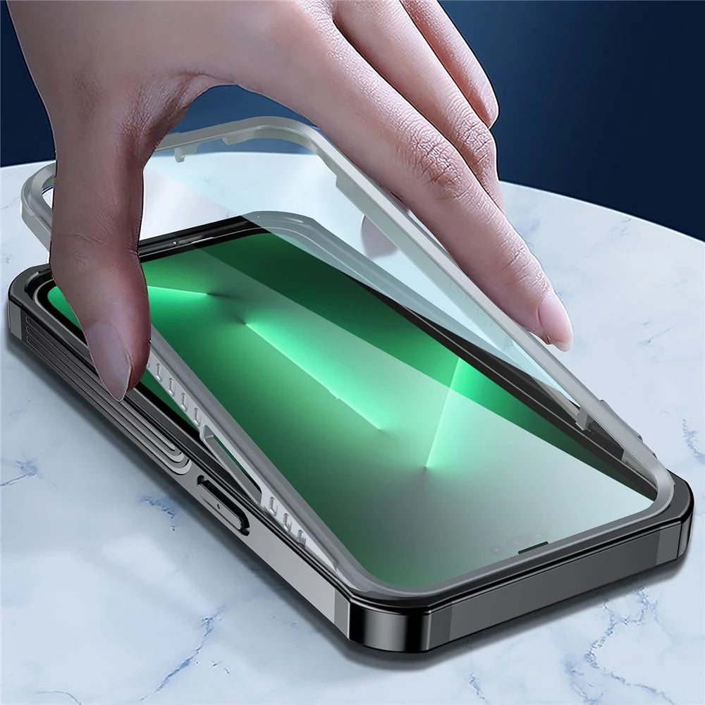 For iPhone 14 Pro Max 6.7 inch Ultra Slim Phone Case Full Coverage Hard PC + Soft TPU Anti-scratch Back Cover with Tempered Glass Screen Protector - 6
