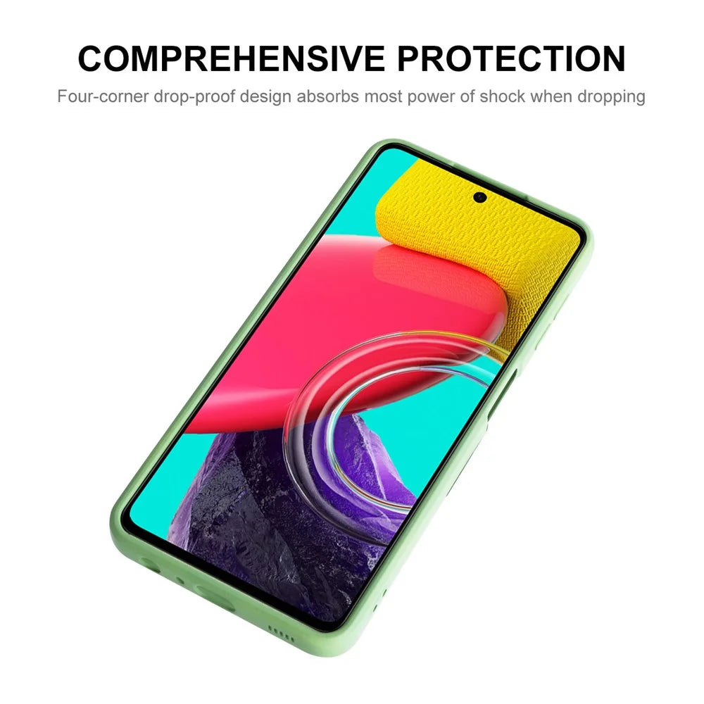 ENKAY HAT PRINCE For Samsung Galaxy M53 5G Anti-drop Silicone Phone Case Straight Edge Liquid Precise Cutout Lens Protection Back Cover - Light Green - 3