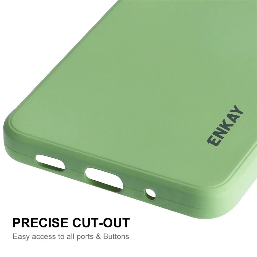 ENKAY HAT PRINCE For Samsung Galaxy M53 5G Anti-drop Silicone Phone Case Straight Edge Liquid Precise Cutout Lens Protection Back Cover - Light Green - 6