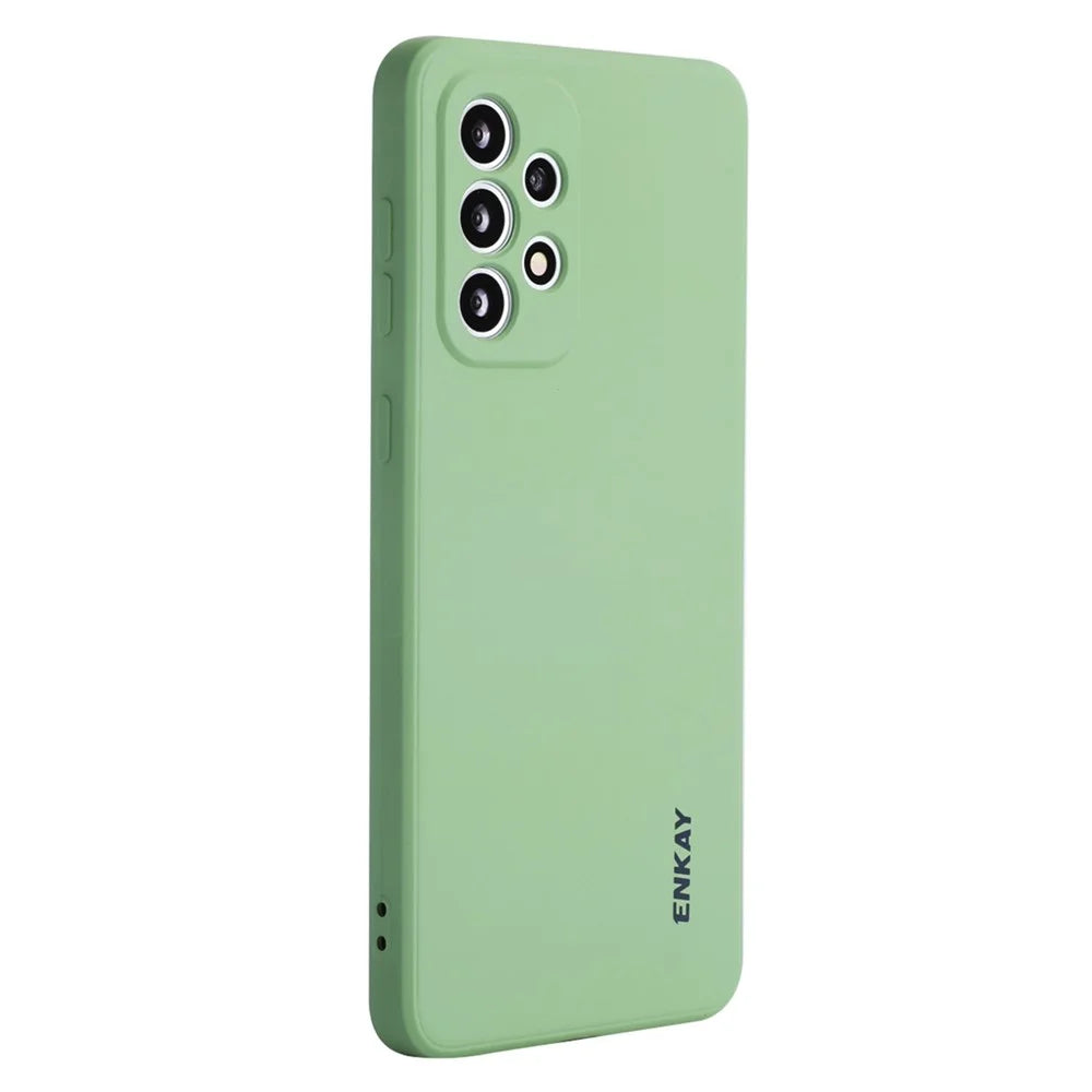 ENKAY HAT PRINCE For Samsung Galaxy A33 5G Anti-fall Silicone Case Straight Edge Liquid Precise Cutout Well-protected Phone Back Cover - Light Green - 1