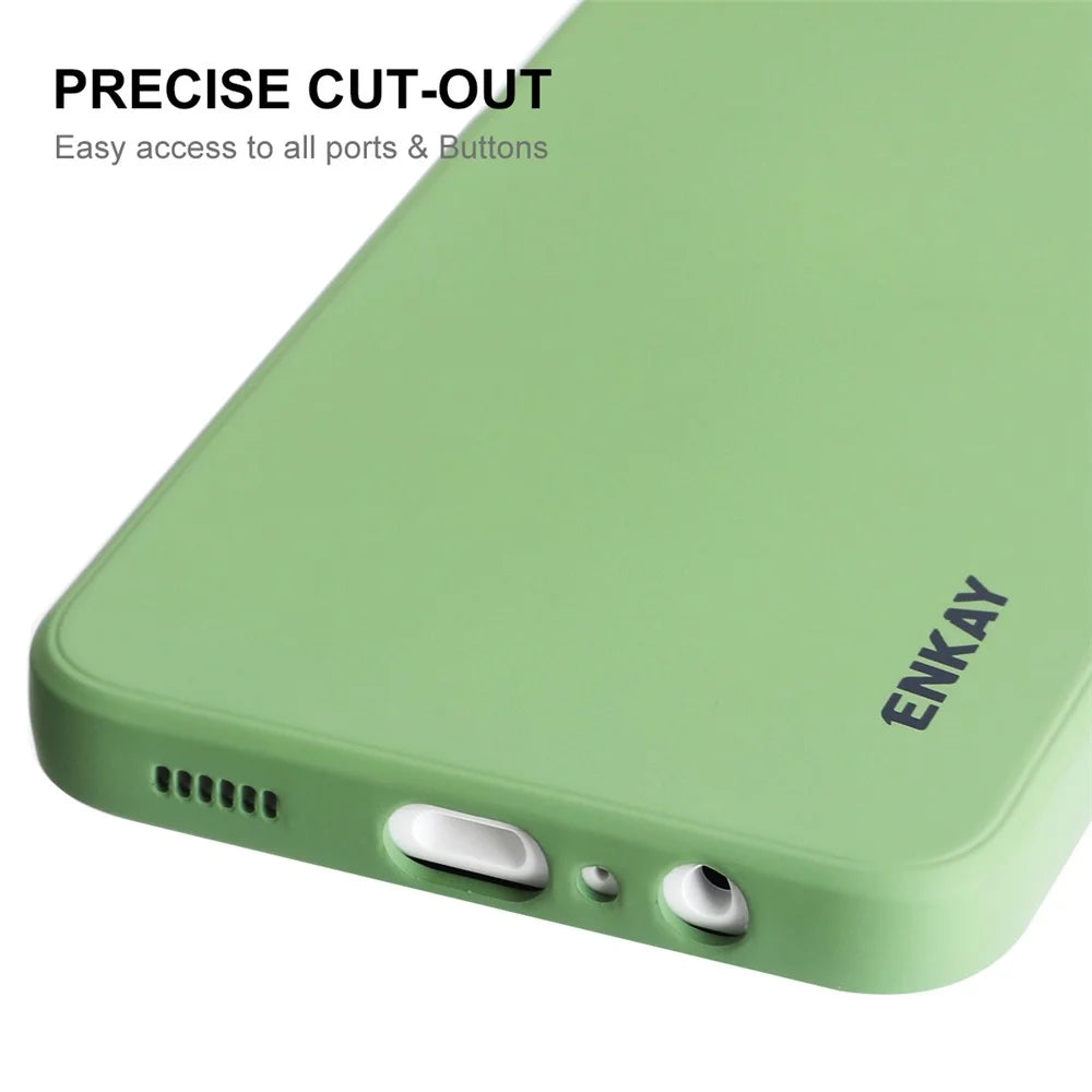 ENKAY HAT PRINCE For Samsung Galaxy A33 5G Anti-fall Silicone Case Straight Edge Liquid Precise Cutout Well-protected Phone Back Cover - Light Green - 5