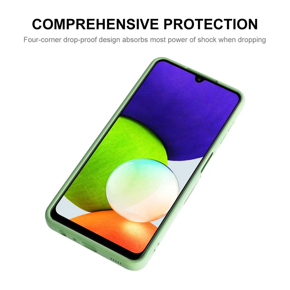 ENKAY HAT PRINCE Back Cover For Samsung Galaxy A22 4G (EU Version), Shockproof Silicone Phone Case Straight Edge Precise Cutout Lens Protection Phone Shell - Light Green - 3