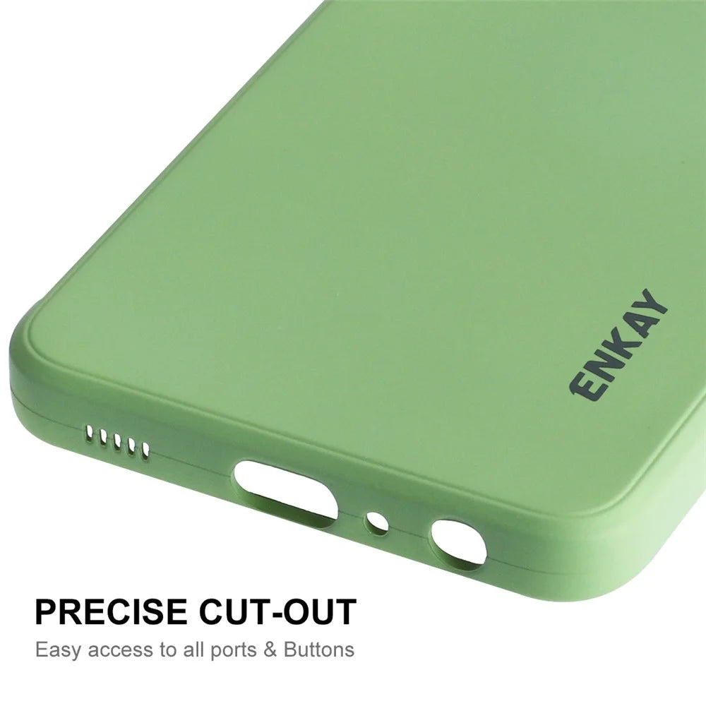 ENKAY HAT PRINCE Back Cover For Samsung Galaxy A22 4G (EU Version), Shockproof Silicone Phone Case Straight Edge Precise Cutout Lens Protection Phone Shell - Light Green - 6