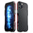 LUPHIE for iPhone 14 6.1 inch Drop-proof Metal Frame Protective Bumper Case - Black / Red - 1