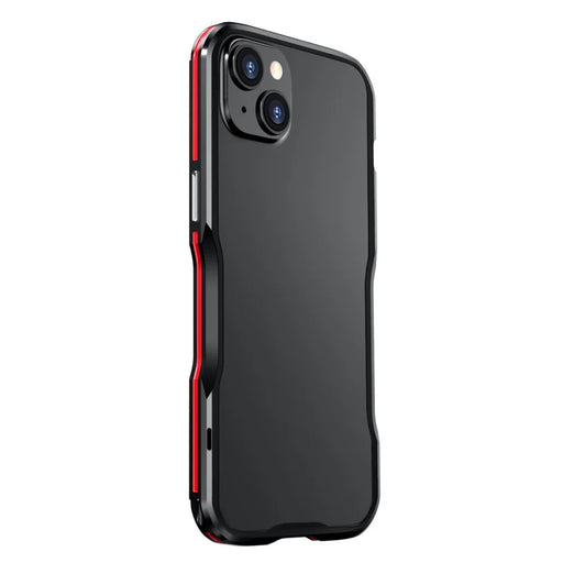LUPHIE for iPhone 14 6.1 inch Drop-proof Metal Frame Protective Bumper Case - Black / Red - 2