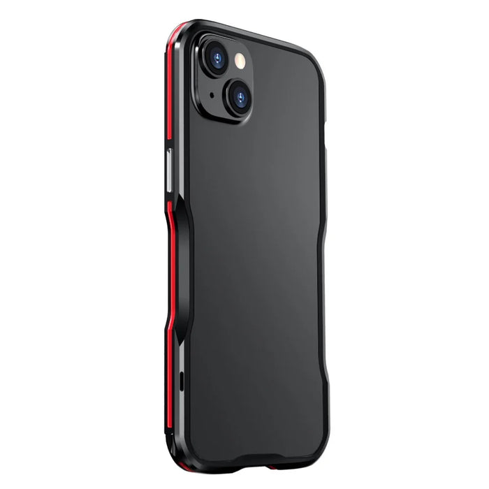 LUPHIE for iPhone 14 Plus Drop-proof Frame Mobile Phone Metal Protective Bumper Case - Black / Red - 2