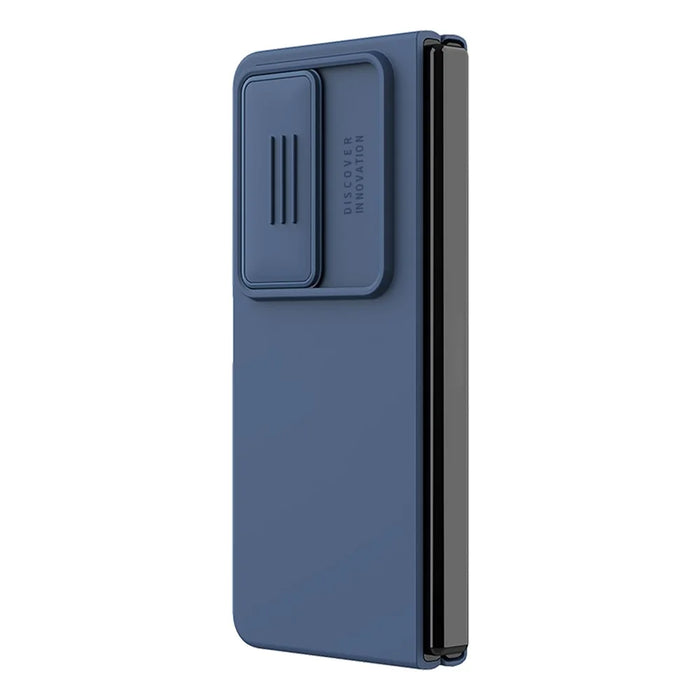 NILLKIN for Samsung Galaxy Z Fold4 5G Anti-scratch Back Cover Dual Layer Hybrid Hard PC Soft Silicone Phone Case with Slide Camera Lens Cover - Blue - 2