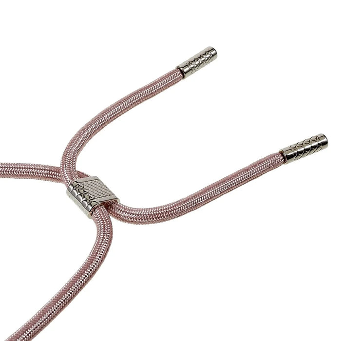 For iPhone 14 6.1 inch TPU+Acrylic Transparent Back Cover Shockproof Phone Case with Adjustable Lanyard - Rose Gold - 7