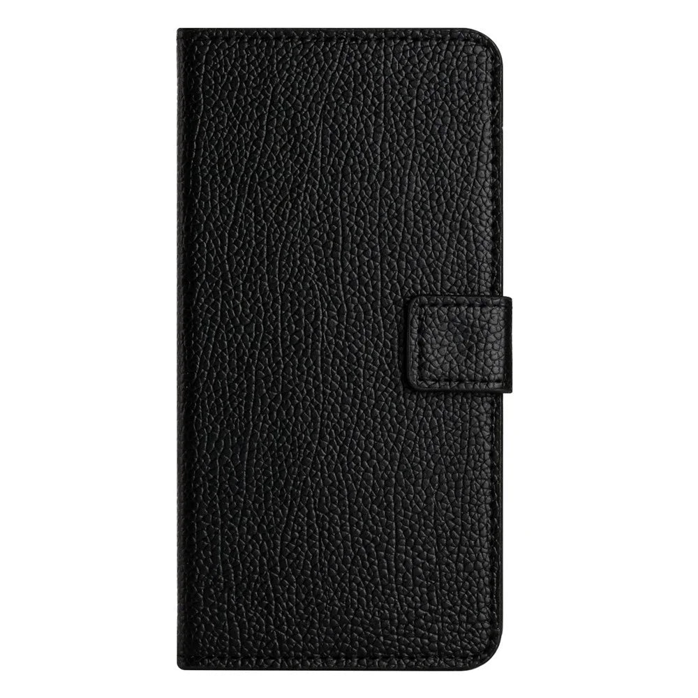 For iPhone 14 Pro 6.1 inch PU Leather Wallet Case Litchi Texture Foldable Stand Folio Flip Phone Shell - Black - 4