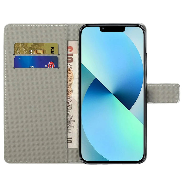 For iPhone 14 Pro 6.1 inch Creative Pattern Printing PU Leather Flip Case Stand Feature Wallet Magnetic Shockproof Protective Cover - Dots  /  Owl - 2