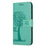 For iPhone 14 Plus Anti-wear PU Leather Phone Cover Imprinted Owl Tree Pattern Wallet Stand Design Shell with Wrist Strap - Cyan - 4