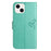 For iPhone 14 Plus Anti-wear PU Leather Phone Cover Imprinted Owl Tree Pattern Wallet Stand Design Shell with Wrist Strap - Cyan - 5