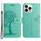 For iPhone 14 Pro 6.1 inch Anti-fall PU Leather Shell Imprinted Owl Tree Pattern Wallet Stand Feature Shell with Wrist Strap - Cyan - 1