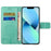 For iPhone 14 Pro 6.1 inch Anti-fall PU Leather Shell Imprinted Owl Tree Pattern Wallet Stand Feature Shell with Wrist Strap - Cyan - 2