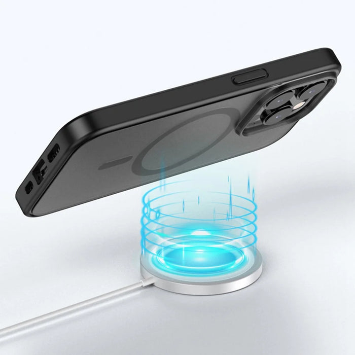 Anti-Fall Phone Case for iPhone 14 Pro Max 6.7 inch Magnetic TPU+PC Cover Shockproof Slim Case - Black - 4