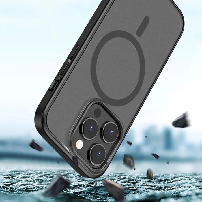 Anti-Fall Phone Case for iPhone 14 Pro Max 6.7 inch Magnetic TPU+PC Cover Shockproof Slim Case - Black - 5