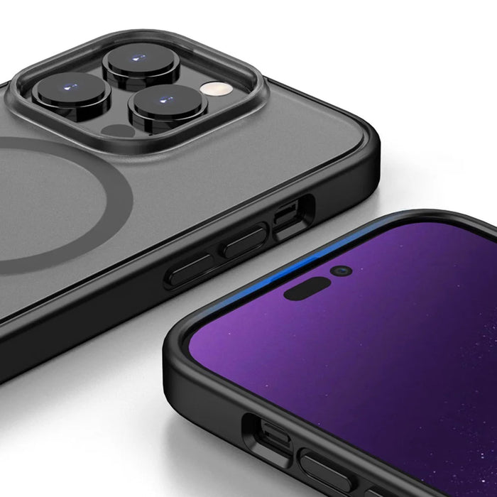 Anti-Fall Phone Case for iPhone 14 Pro Max 6.7 inch Magnetic TPU+PC Cover Shockproof Slim Case - Black - 6