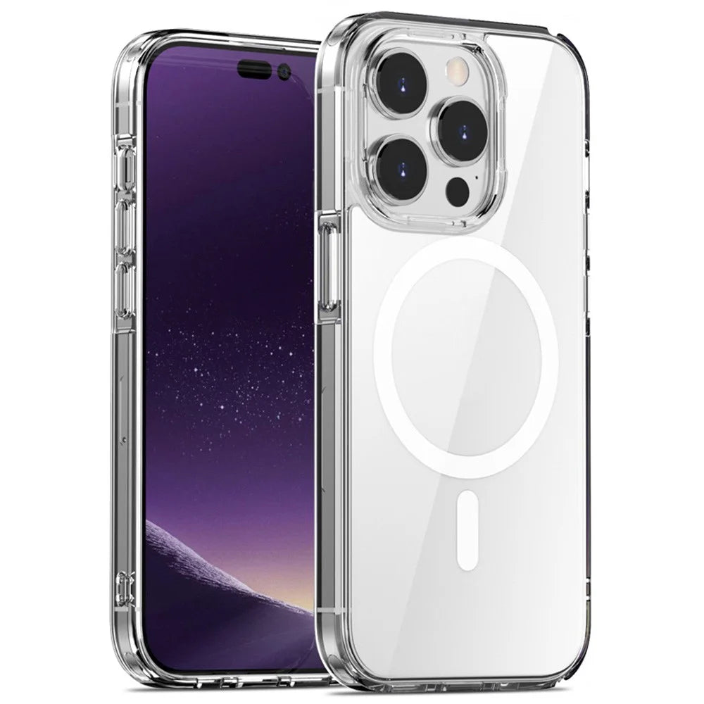 Aurora Series Phone Case for iPhone 14 6.1 inch Magsafe Magnetic Charging TPU+PC Phone Cover - Transparent - 1