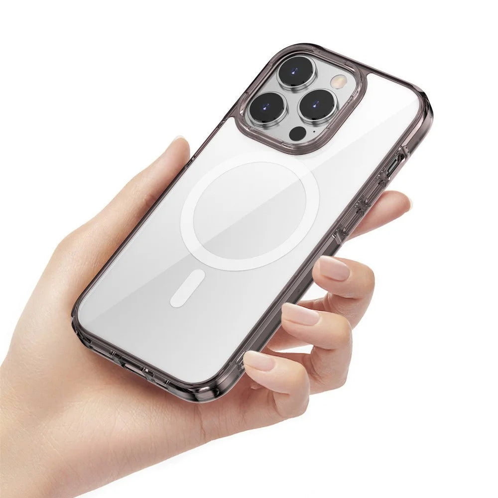 Aurora Series Anti-scratch Phone Case for iPhone 14 Plus Compatible with Magsafe Magnetic Charging TPU+PC Phone Cover - Transparent - 4