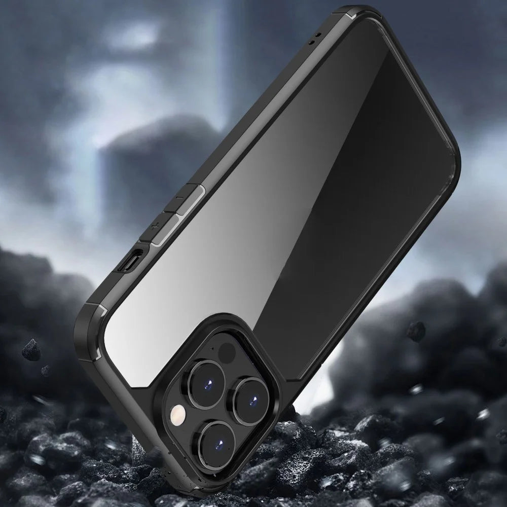 For iPhone 14 Pro 6.1 inch Anti-Drop Phone Case PC+TPU Hybrid Shockproof Phone Protector - Black - 4