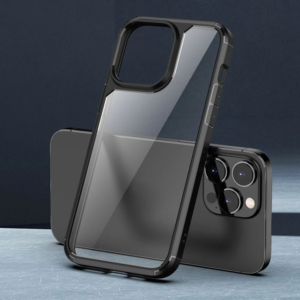For iPhone 14 Pro Max 6.7 inch Protective Case PC+TPU Hybrid Shockproof Phone Cover - Black - 3