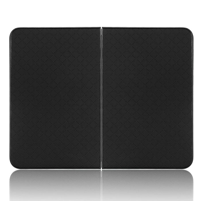 For Microsoft Surface Duo Anti-fall Folio Flip Grid Imprinted Leather Coated PC Protector Phone Case - Black - 3