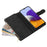 For Samsung Galaxy A22 5G (EU Version) Multiple Card Slots Leather Phone Case Wallet Stand Magnetic Clasp Cover with Zipper Pocket - Black - 5