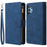 For Samsung Galaxy A32 4G (EU Version) Multiple Card Slots Zipper Pocket Leather Phone Case Stand Wallet Cover - Blue - 1