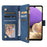 For Samsung Galaxy A32 4G (EU Version) Multiple Card Slots Zipper Pocket Leather Phone Case Stand Wallet Cover - Blue - 2