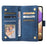For Samsung Galaxy A32 4G (EU Version) Multiple Card Slots Zipper Pocket Leather Phone Case Stand Wallet Cover - Blue - 4
