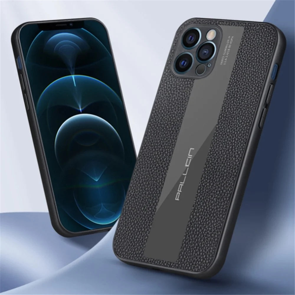For iPhone 14 Pro 6.1 inch Genuine Leather+TPU Anti-scratch Phone Case Phone Back Cover - Black - 2